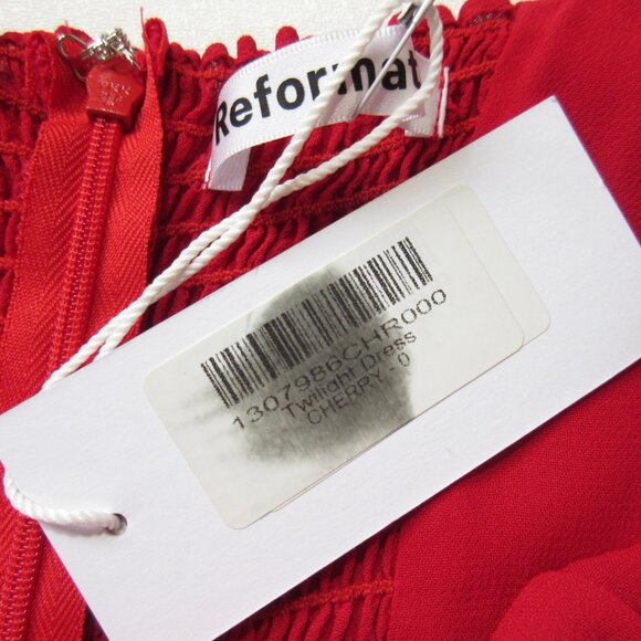 NWT Reformation Twilight in Cherry Red Side Slit Georgette Midi Tank Dress 0 - Picture 4 of 8